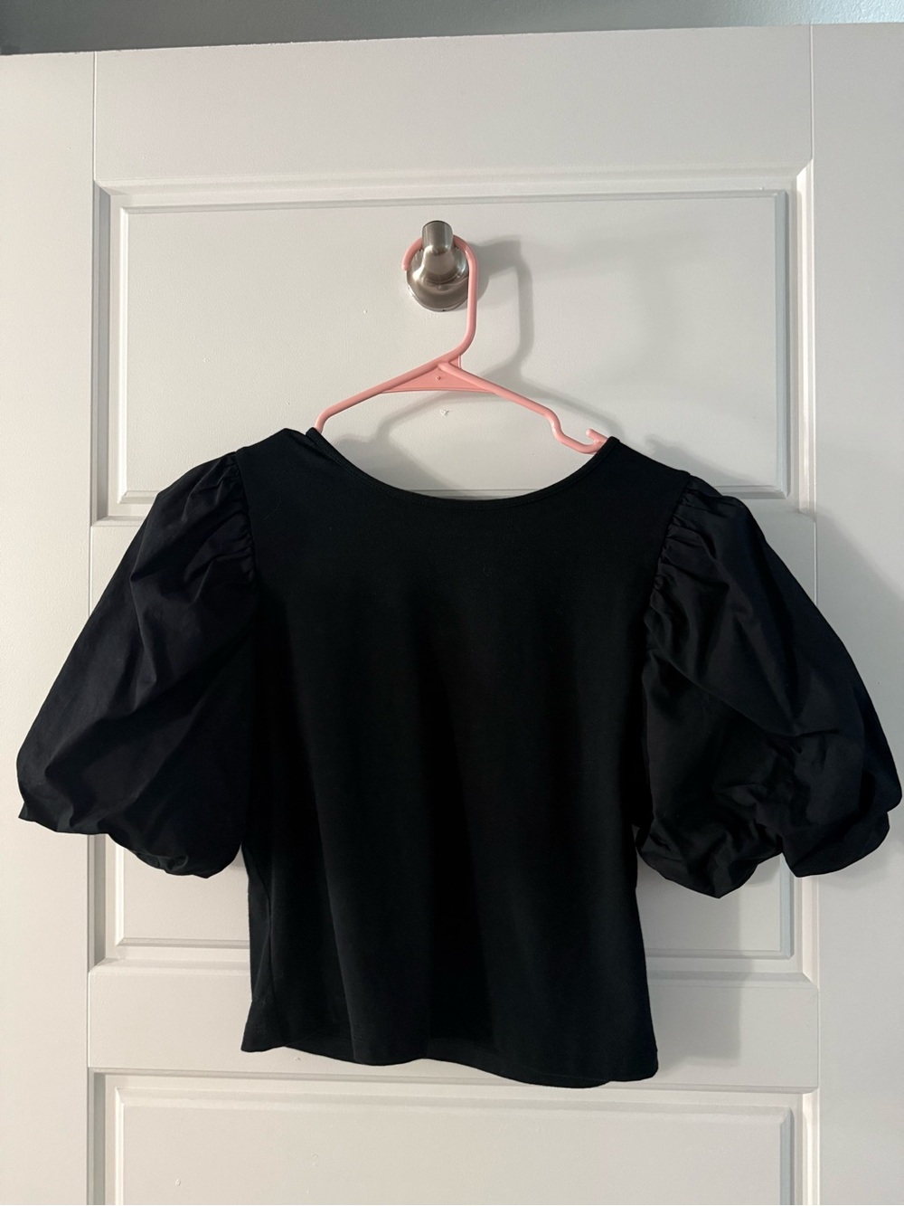 Black Puff Sleeve Women's Top